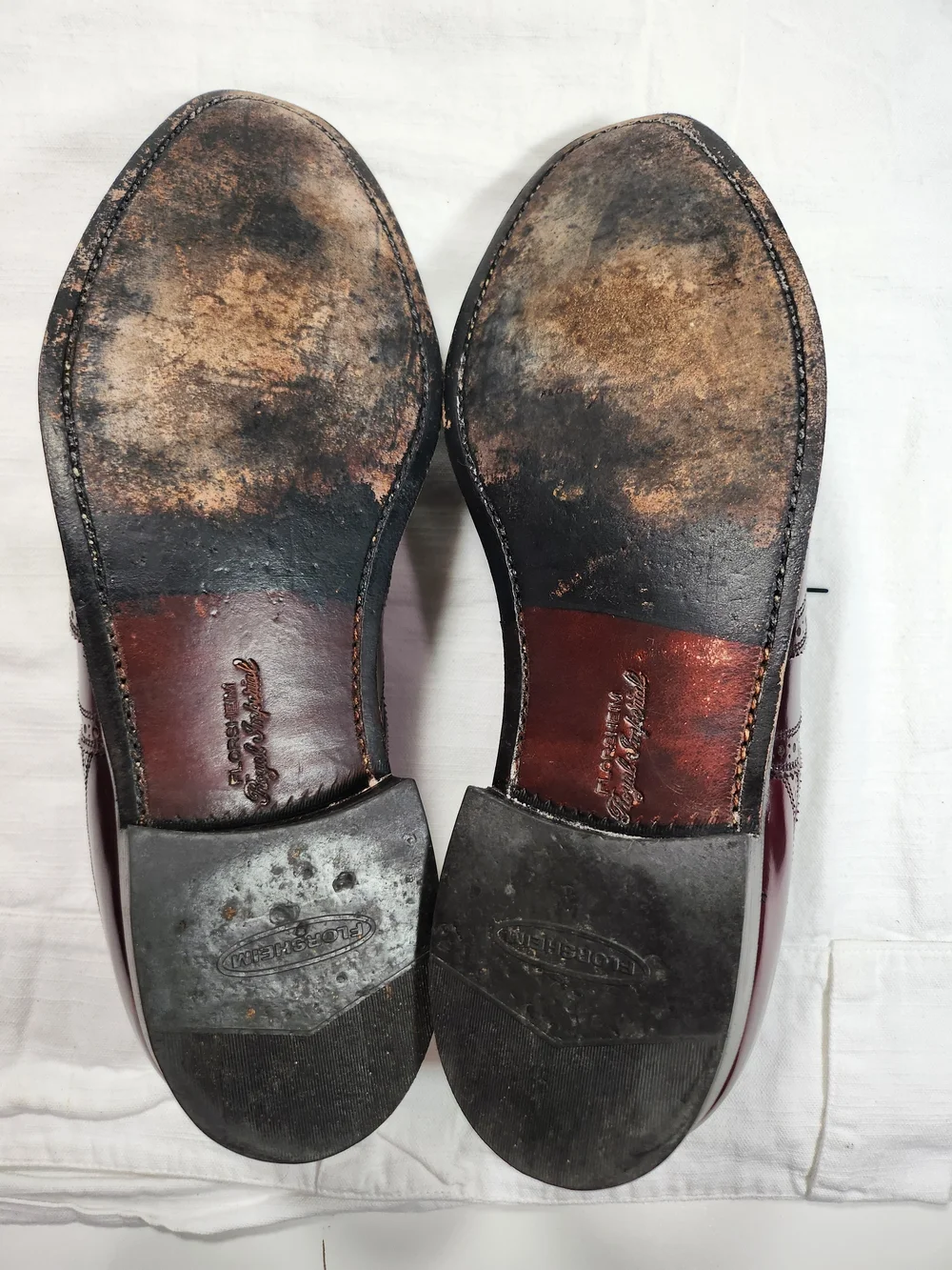 Florsheim Royal Imperial Burgundy Leather Wingtip Oxford Shoes Mens 11 D Vintage